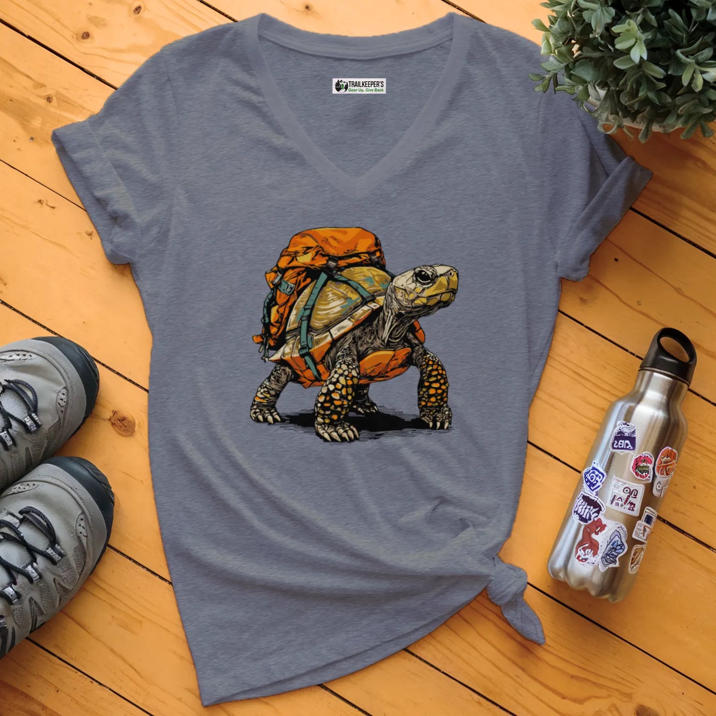 Turtle Backpacker V-Neck T-Shirt