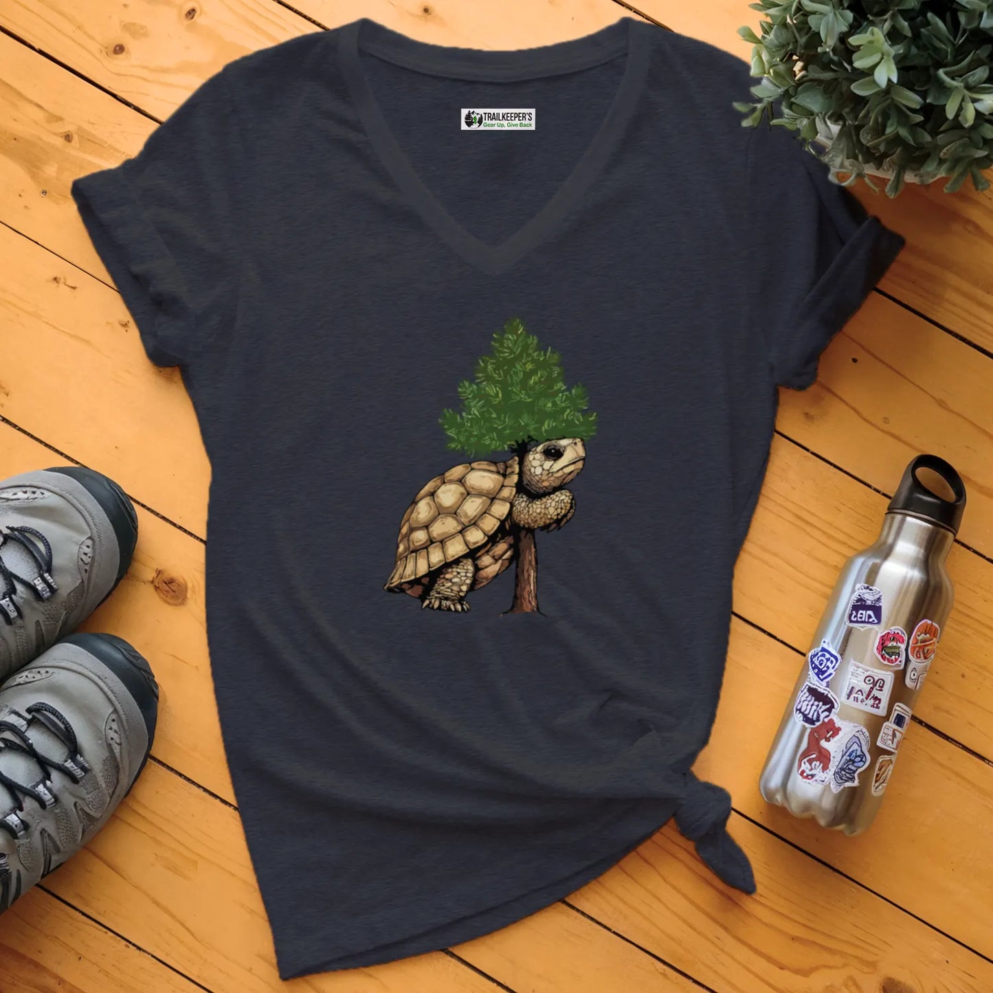 Turtle Tree Hugger V-Neck T-Shirt