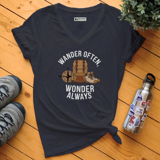 Wander Often, Wonder Always V-Neck T-Shirt