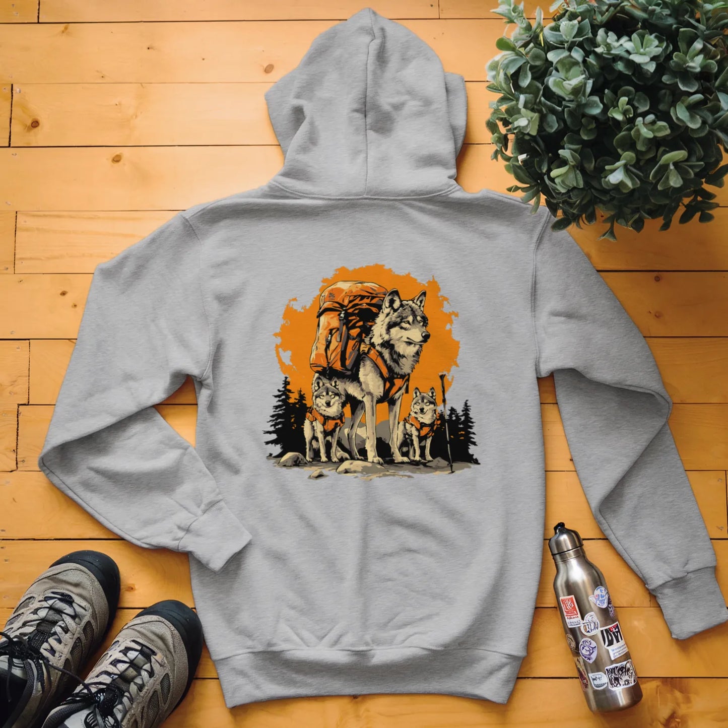 Wolf Backpacker Family Hoodie