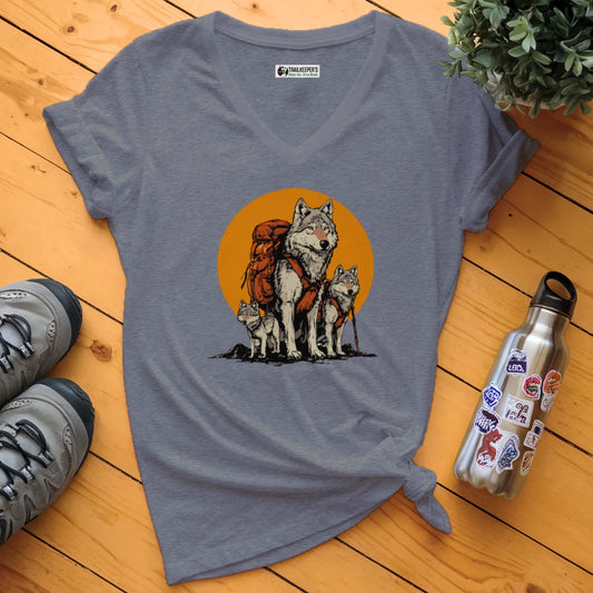 Wolf Backpacker Family V-Neck T-Shirt