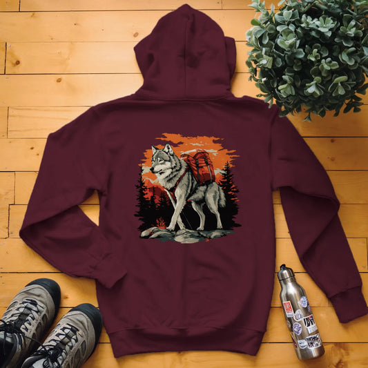 Wolf Backpacker In The Forest Hoodie