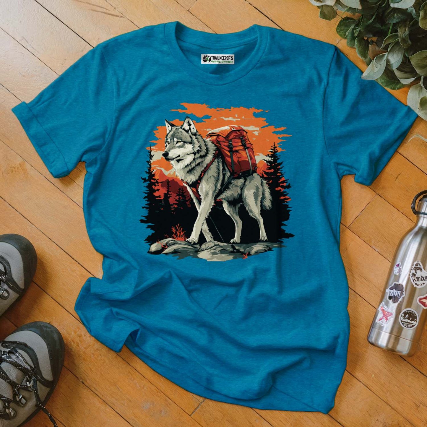 Wolf Backpacker In The Forest T-Shirt