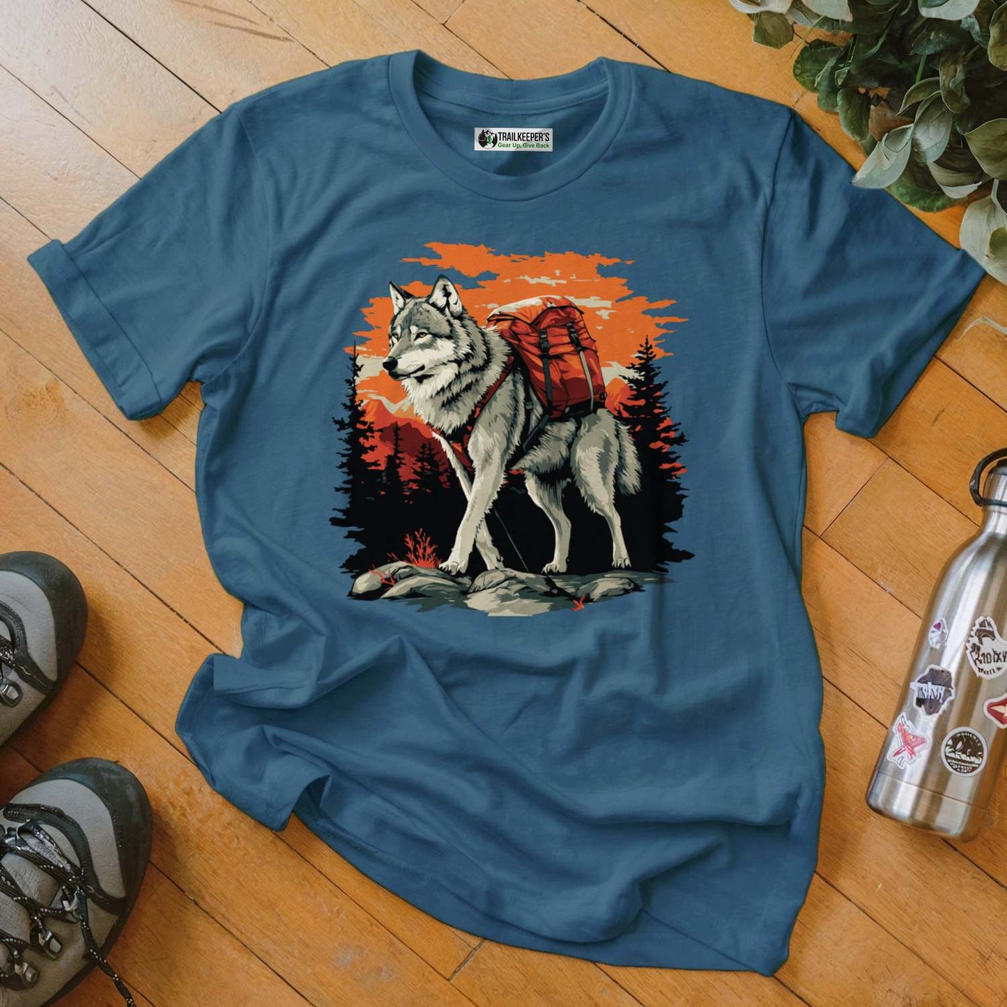 Wolf Backpacker In The Forest T-Shirt