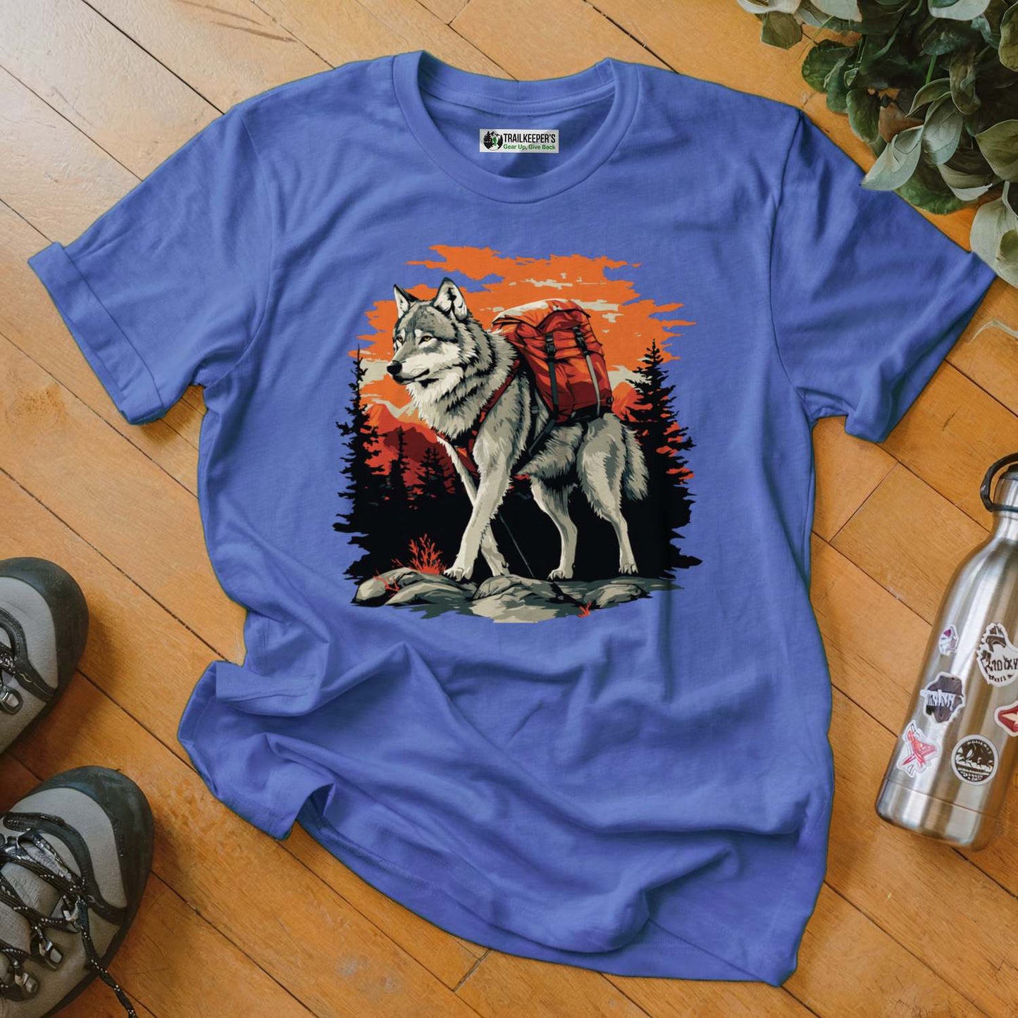 Wolf Backpacker In The Forest T-Shirt
