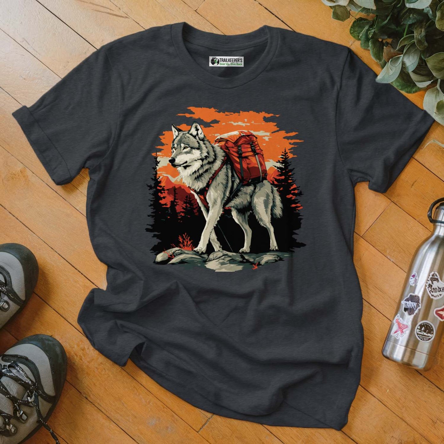 Wolf Backpacker In The Forest T-Shirt