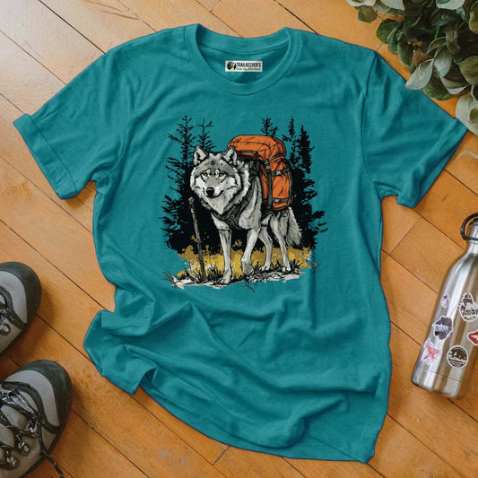 Wolf Backpacker In The Forest T-Shirt