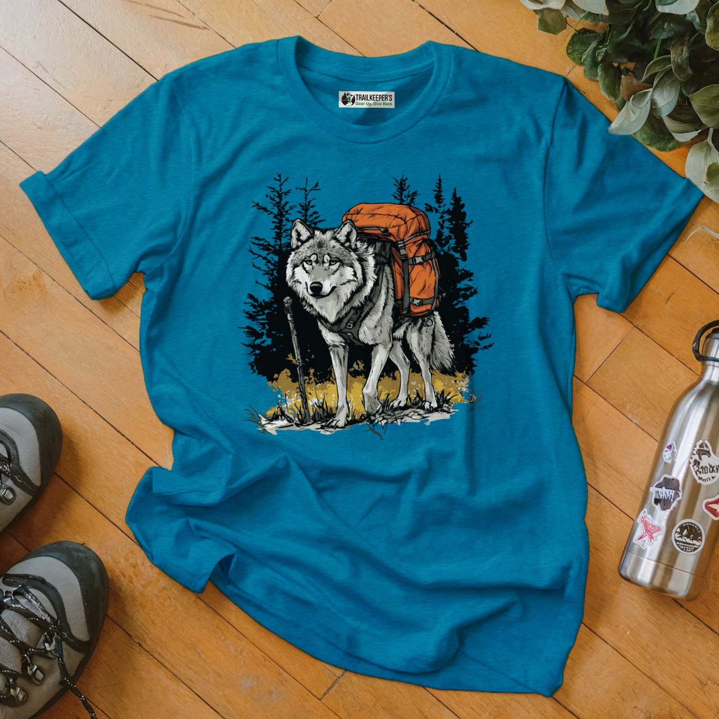 Wolf Backpacker In The Forest T-Shirt