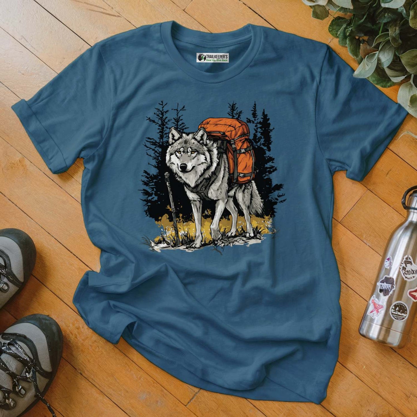 Wolf Backpacker In The Forest T-Shirt