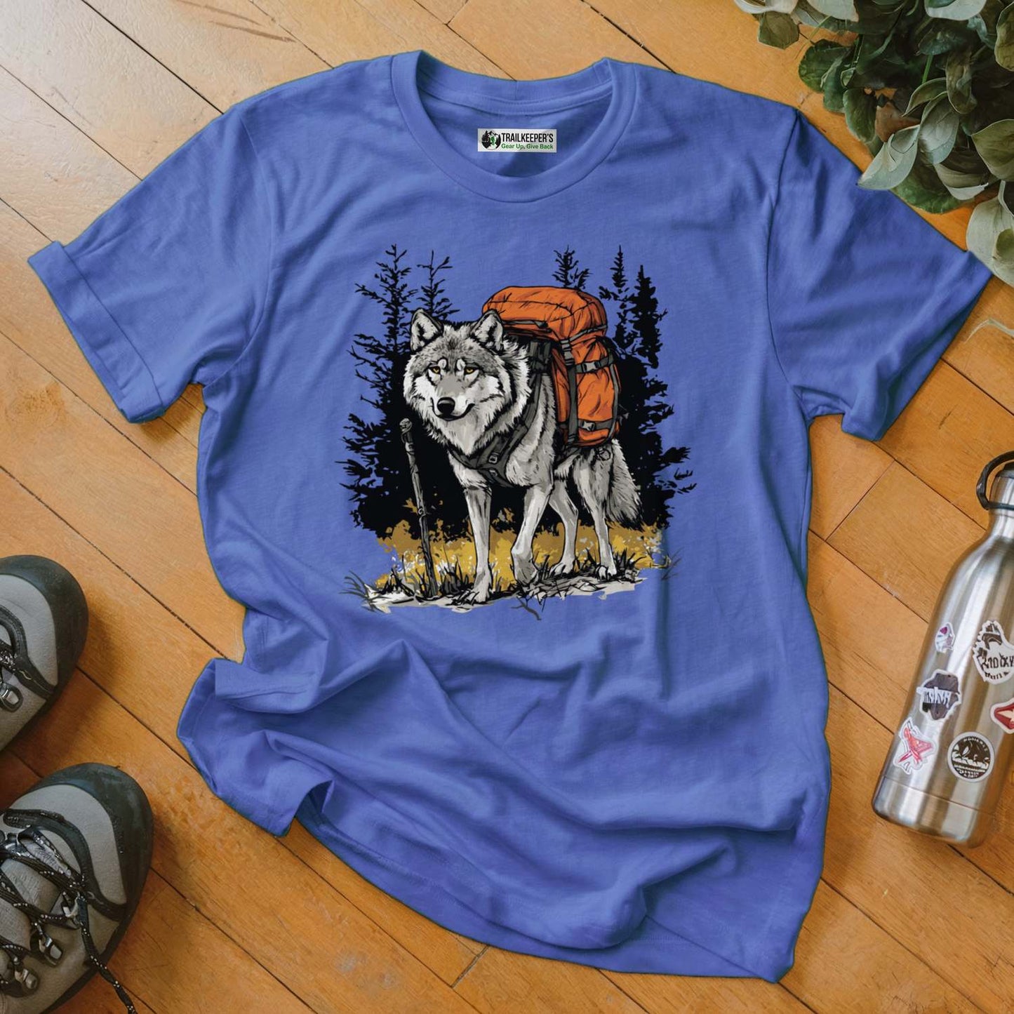 Wolf Backpacker In The Forest T-Shirt