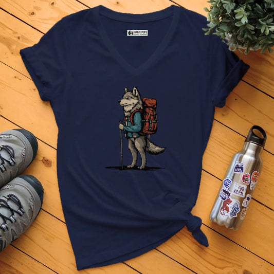 Wolf Backpacker V-Neck T-Shirt