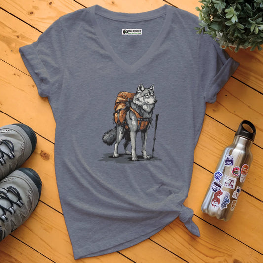 Wolf Backpacker V-Neck T-Shirt